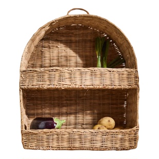 真藤编织厨房置物架家用桌面多层收纳架蔬菜架篮子水果收纳筐