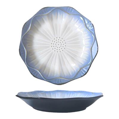 复古艺术浮雕西餐盘 陶瓷菜盘甜品盘竖纹意面餐具一人食套装微瑕