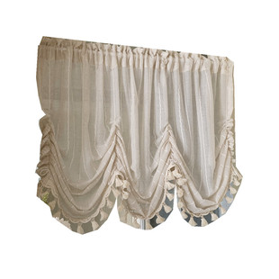 北欧美式提拉帘罗马帘升降帘纱帘半帘短帘免打孔自粘隔断弧形窗帘