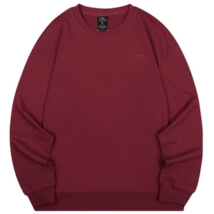 安踏卫衣男生复古红美式青少年休闲宽松2025秋季新款简约外套上衣