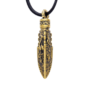 男士箭簇黄金吊坠电黑金箭头项链坠男款酷炫国潮足金男生七夕礼物