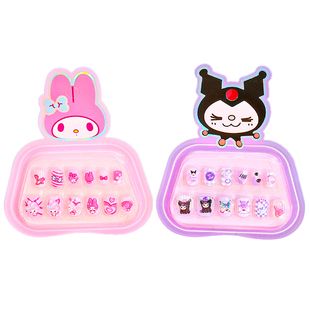 库洛米2025新款儿童美甲贴纸穿戴甲片美乐蒂女孩指甲贴纸片女童小公主换装玩具指甲装饰贴片可爱宝宝卡通指片