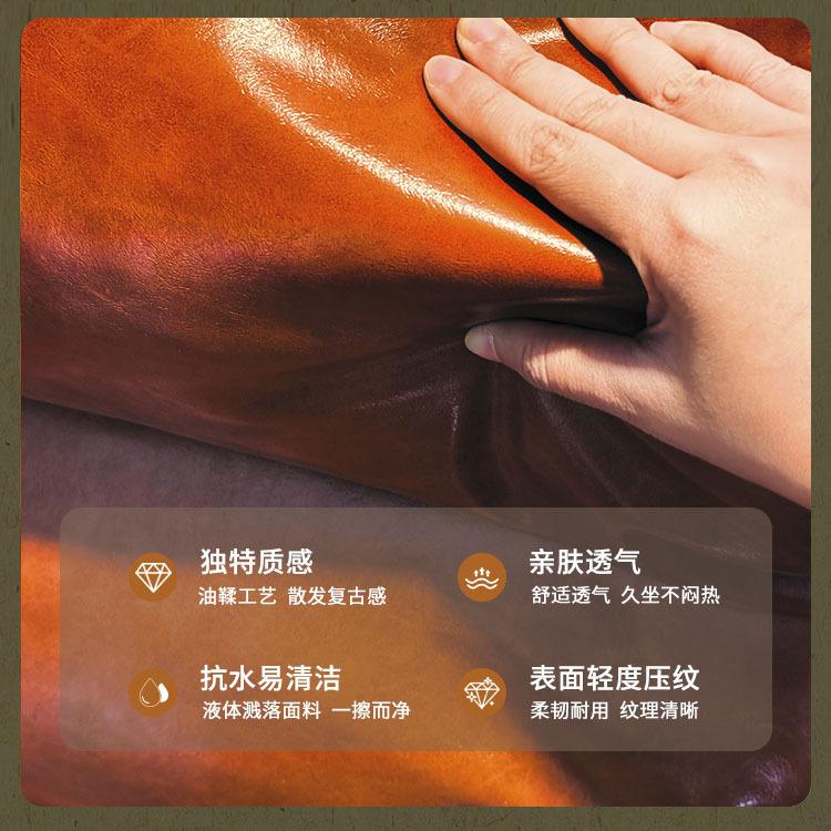 中古风实木设计师家用客厅复古沙发椅躺椅皮单人油泽西岛椅蜡休闲