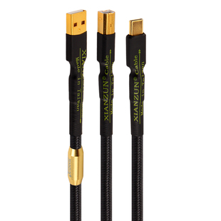 线尊 发烧USB音频线Typec转方口A-B电脑声卡连接线手机OTG解码器