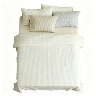 DAISYHOME云汀侘寂风高级轻奢白色提花床单被套四件套100全棉床品