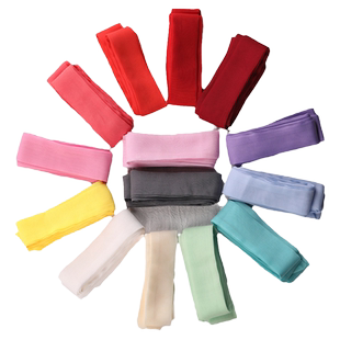 古风发带汉服飘带红色发绳绑发丝带头绳色雪纺儿童腰带古装头饰.