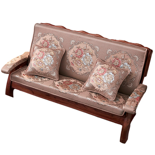 靠垫一体带靠背实木沙发垫老式木制红木老旧款加厚客厅秋冬坐垫子