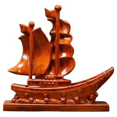 花梨木帆船摆件开业乔迁招财礼品