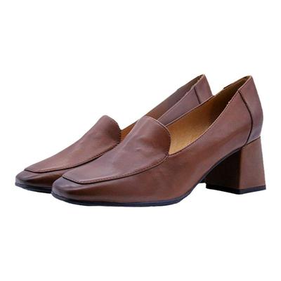 德国Caprice复古方头乐福鞋单鞋