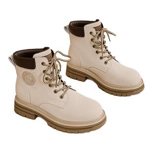 星期六厚底百搭增高工装短靴简约圆头深口休闲耐磨舒适马丁靴女靴