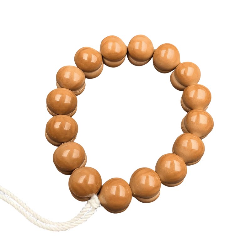 天然手工光面屁桃猴头手串聚宝盆精雕核桃文玩男女款盘玩手持佛珠