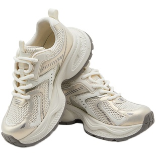 【王小毒】半岛骑行●4.5cm增高~弹力厚底老爹鞋女网面透气休闲鞋