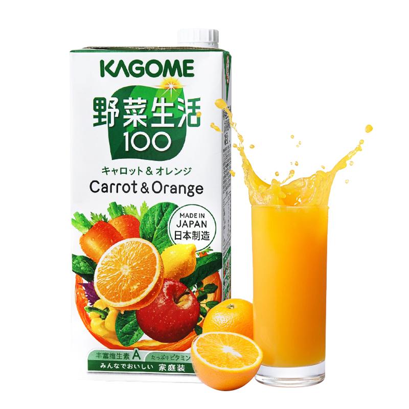 【自营】kagome可果美野菜生活橙汁味果蔬汁1000ml*1瓶家庭装果汁