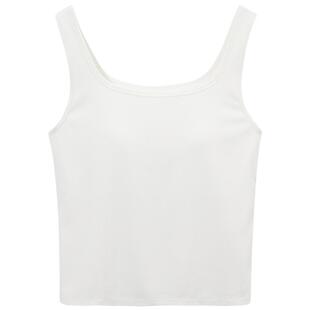白色背心自带胸垫基础打底热风2025年春季新款女士一体式方领背心