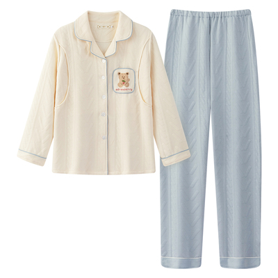 纯棉空气棉秋冬季月子服哺乳睡衣