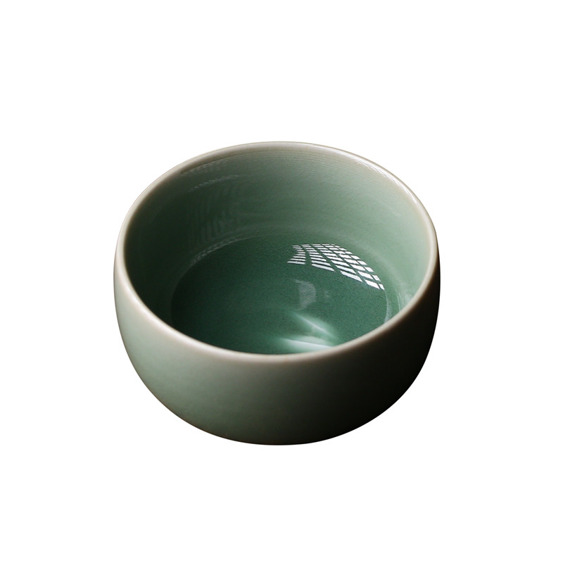 正品毛丹云大师梅子青陶瓷茶杯