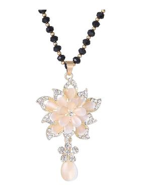 Htzs跨境时尚吊坠饰品衣服项链配饰挂件水晶毛衣链长款百搭首饰