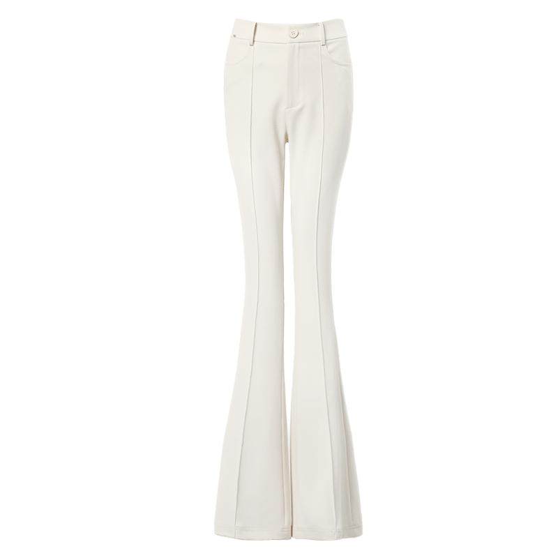 DPLAY新通勤奶油杏高弹高腰修身立体挺缝线微喇裤长裤2026春季