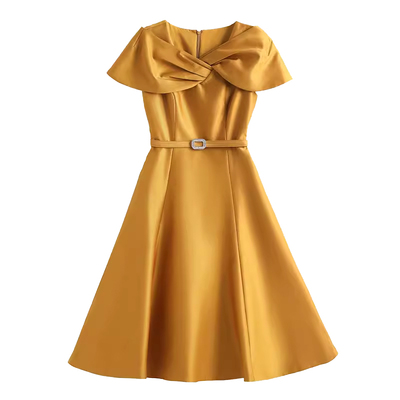 纯色轻奢A字裙晚会主持人敬酒服