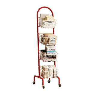 书架置物架落地铁艺简易可移动儿童杂志书报刊架窄小书柜收纳架子