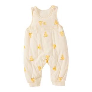 童泰婴儿背带棉裤夹棉裤子纯棉男女宝宝冬季薄棉裆部暗扣冬装连体