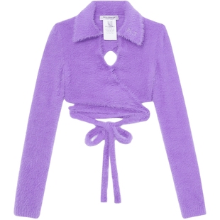 IT Philosophy di Lorenzo Serafini女装绑带露脐短款毛绒针织衫