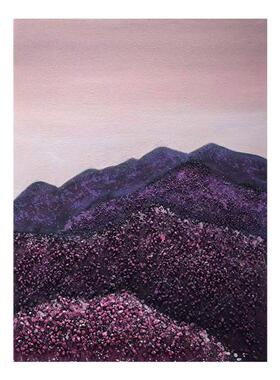 紫色山峰肌理画玄关装饰