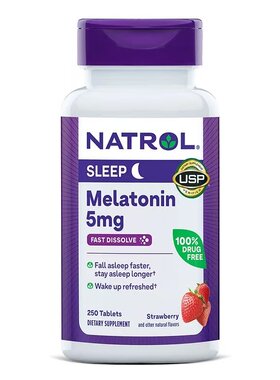 250片草莓味5mg美国进口Natrol Melatonin褪黑素成人中老年促睡眠