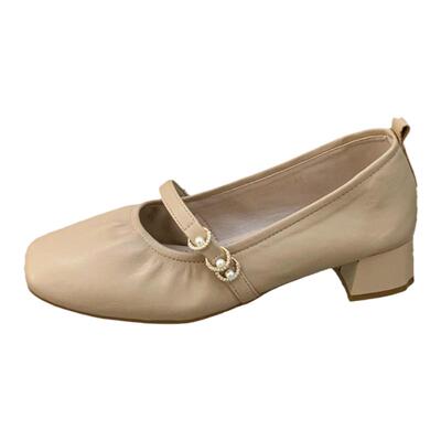 小香风粗跟方头配裙子晚晚风单鞋