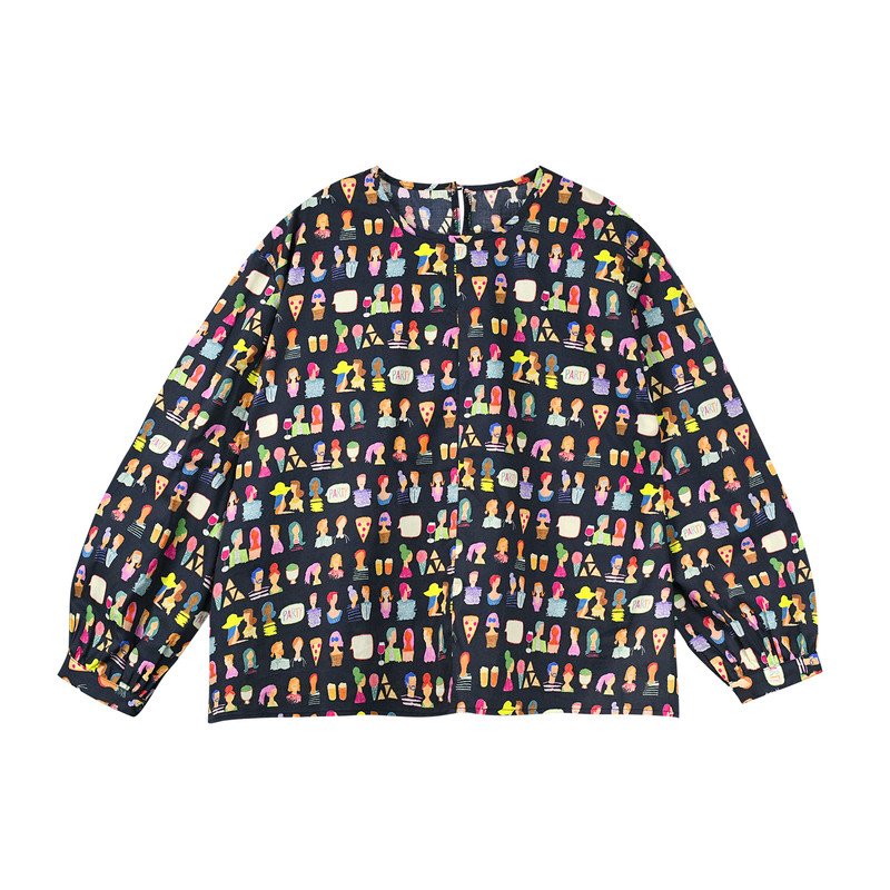 春秋款女童人物卡通头像圆领衣服