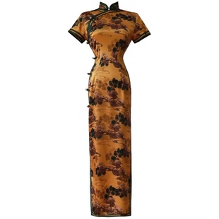 黄色旗袍2024年新款夏季国潮改良版高考送考旗开得胜中国风连衣裙