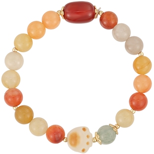 AJIDOU阿吉豆手链女国风菩提猫爪首饰红玛瑙中式串珠手串轻奢手环