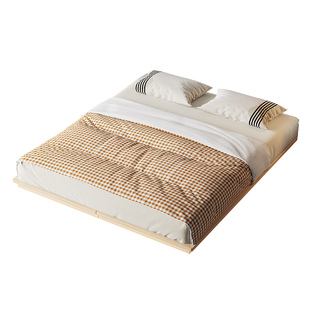 实木日式榻榻米地台架子感应彩灯带悬浮矮床简约酒店无床头排骨架