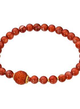 川料南红10mm回纹珠手串