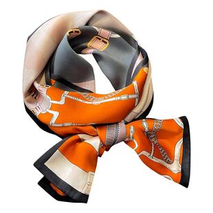 真丝长条丝巾女冬季系脖高级感时尚搭衬衫飘带领巾桑蚕丝细窄围巾