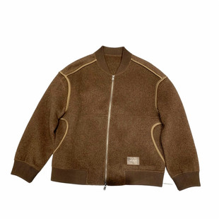 高级感棒球领短款拼接设计棉羊毛双面呢大衣韩版时尚修身男士外套