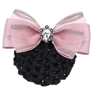 头花女职业护士网兜蝴蝶结盘发网空姐银行餐饮酒店员工上班带发夹