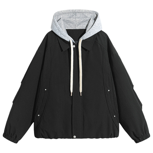 迈特优日系假两件外套男春季新款青少年宽松廓形夹克男生棒球服潮