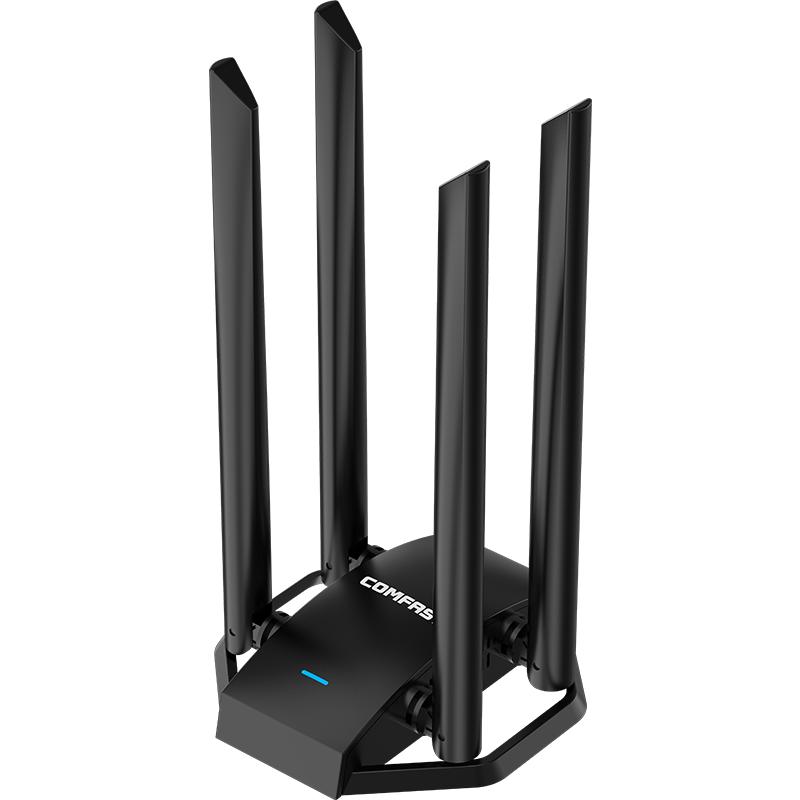 COMFAST WU785AC大功率四天线USB免驱AC1300M无线网卡台式机千兆电脑5G双频WIFI接收器外置无限网络发射器