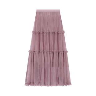 Even一雯【蜜糖白桃】韩系高智感秋冬好看百搭精致藕粉色半身裙