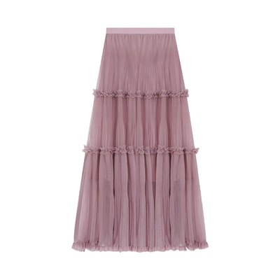 Even一雯【蜜糖白桃】韩系高智感秋冬好看百搭精致藕粉色半身裙