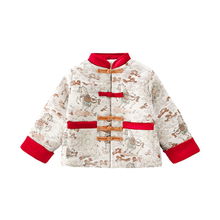 马年唐装男童拜年服汉服冬季棉袄小宝宝喜庆过年衣服儿童春节服装