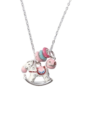 足银99纯银旋转木马项链女