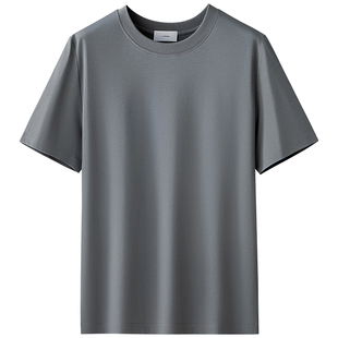 60支液氨丝光棉冰丝T恤男短袖冰感高端纯色宽松2026新款夏季抗菌