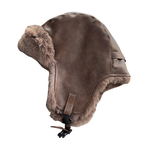 TUshu/时髦猎人～秋冬皮质雷锋帽子东北防寒保暖护耳飞行帽看雪帽