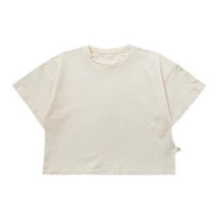 幼悠 童装女童纯色简约短袖宝宝新款圆领休闲上衣夏季弹力落肩T恤