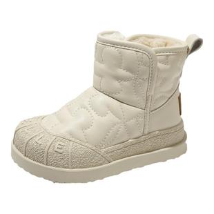 百丽童鞋冬季加绒保暖雪地靴男女童软底舒适短靴时尚百搭宝宝靴子