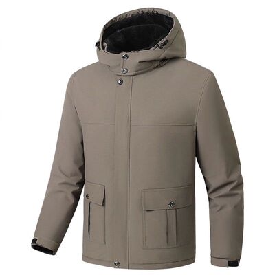 加厚加绒棉服男大码带帽派克棉衣