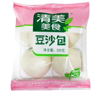上海清美豆沙包子馒头320g4只包装早餐速冻只发江浙沪皖