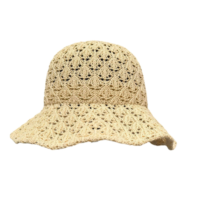 手工编织镂空渔夫帽女海边草帽